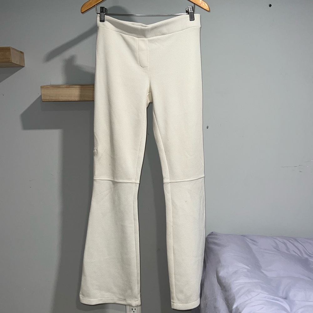 Cream Textured Flare Leg Pants - Women's
